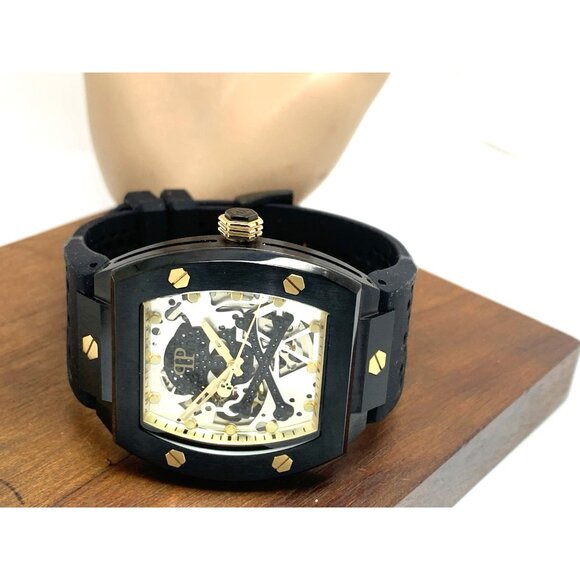 Philipp Plein Men's Watch PWBAA0521 Skull Automatic Black Rubber Strap 44mm - Picture 8 of 14